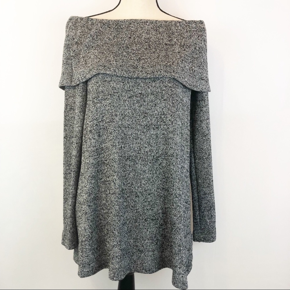 Anthropologie Eri + Ali Gray Off Shoulder Sweater